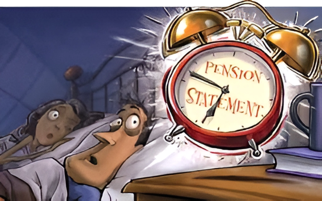 Image showing cartoon man with pension statement face on a clock - Independence Day Election 4th July